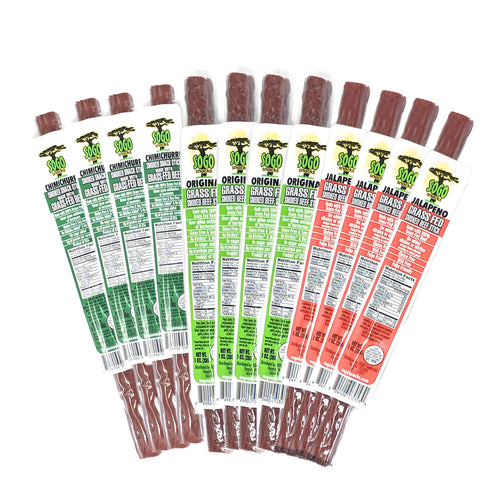 Variety - Original, Jalapeño, Chimichurri, 100% Grass-Fed Beef Sticks (No Sugar)