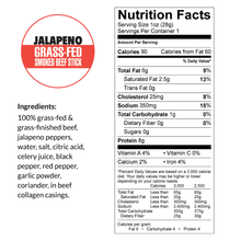 Jalapeño, 100% Grass-Fed Beef Bites, 8-oz Packages (15% Off: Short Dated, Best By Date of 11/11/2023, ALL SALES ARE FINAL)