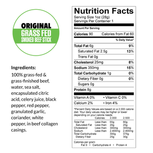 Original - 100% Grass-Fed Beef Sticks (No Sugar)
